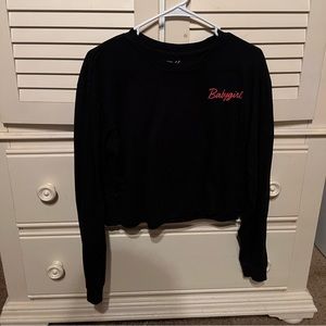 Women’s cropped long sleeve shirt black large
